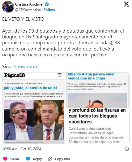 CFK apuntó contra el diputado misionero Alberto Arrúa por su "transfuguismo político" 1 6q4hegr
