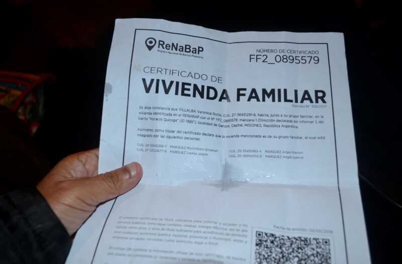 Certificado de Vivienda Familiar entregado por la Anses