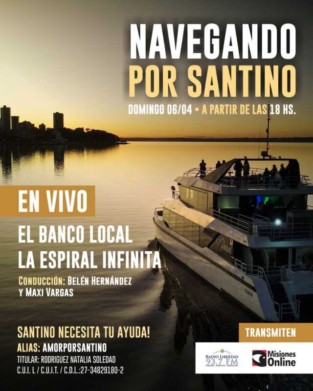 Streaming solidario desde el catamarán: Posadas se une por Santino 1 navegando x santino