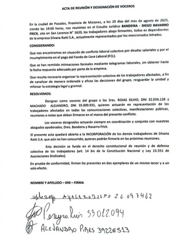 Unas 60 familias de la construcción en Misiones reclaman deudas salariales a Silvana Ratti S.A. 1 WhatsApp Image 2025 08 22 at 14.19.19
