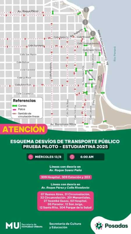 Posadas: cortes y desvíos de calles por la primera prueba piloto de la Estudiantina 2025 1 estudiantina 1
