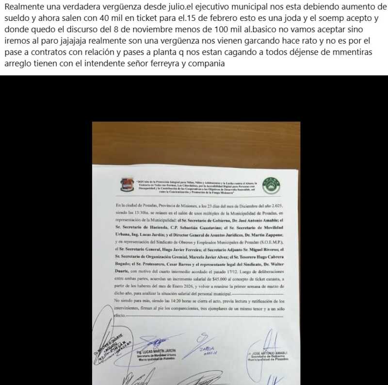 El ticket canasta de municipales posadeños sube $45.000: malestar en algunos sectores 1 aumento tickets