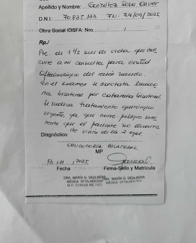 Campaña solidaria para operar de urgencia a un bebé con cataratas congénitas en Posadas 3 WhatsApp Image 2026 01 08 at 09.19.04 1