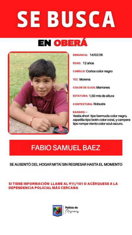 Buscan a dos chicos de 12 años en Posadas y Oberá: piden colaboración para dar con su paradero 2 BUSQUEDA 2