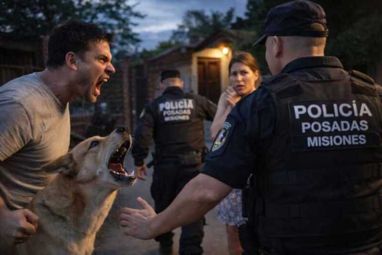 perro detenido hombre
