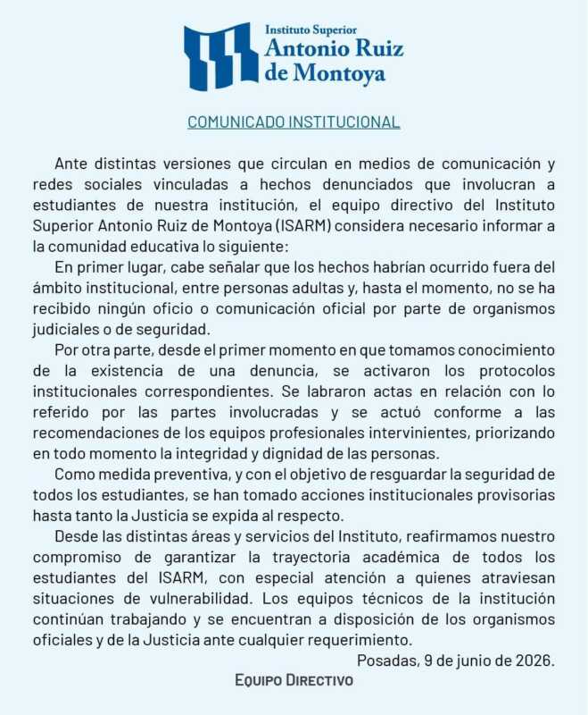 Denuncia por presunto abuso sexual en el Montoya: la institución afirmó que activó protocolos y tomó medidas preventivas 1 comunicado montoya
